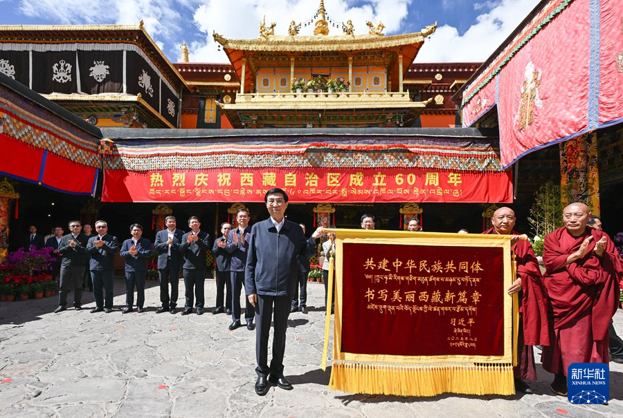 中央代表团在拉萨看望慰问各族干部群众 王沪宁参加活动